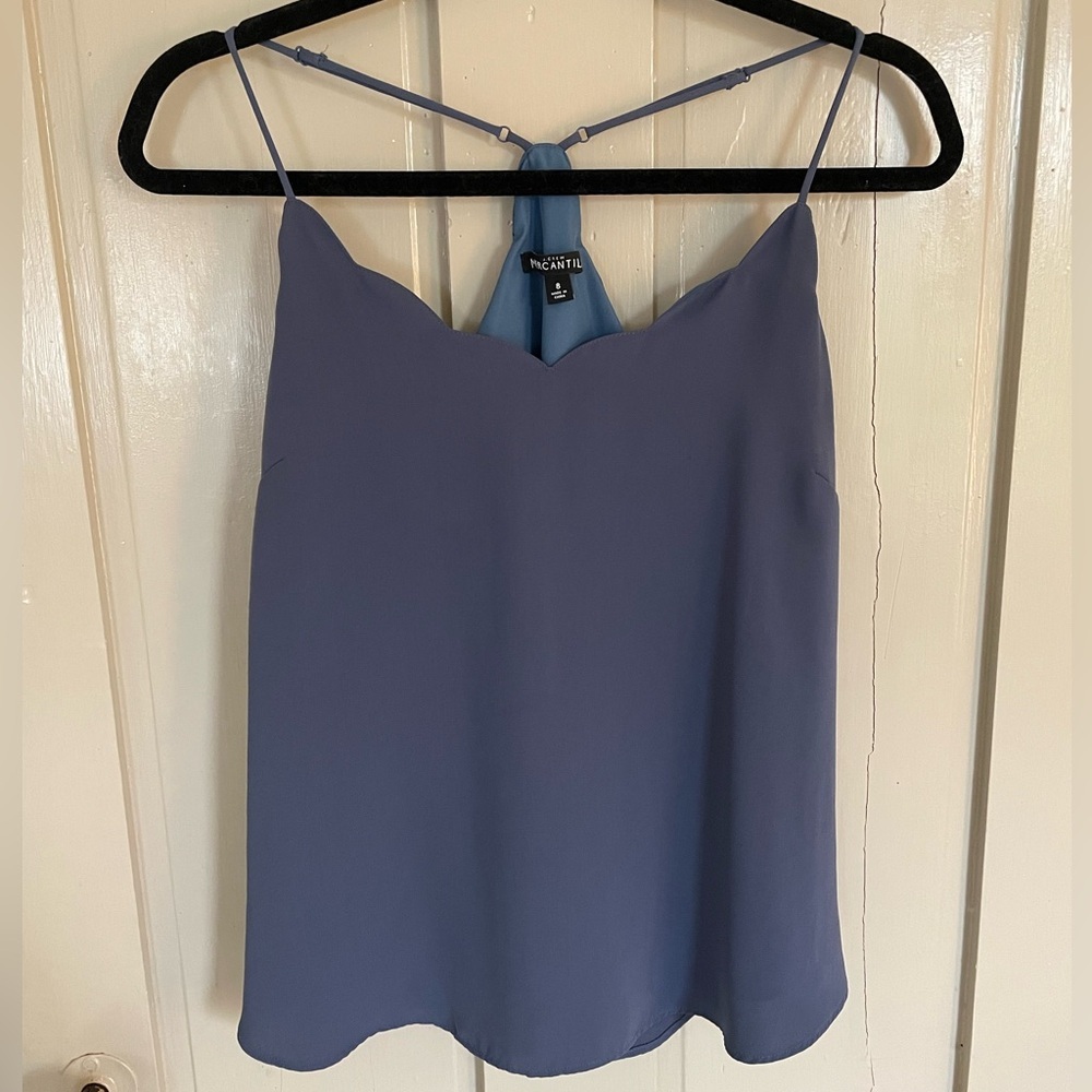 J. Crew Periwinkle Blue Camisole Top with Adjustable Straps Scalloped Neckline - Picture 4 of 13